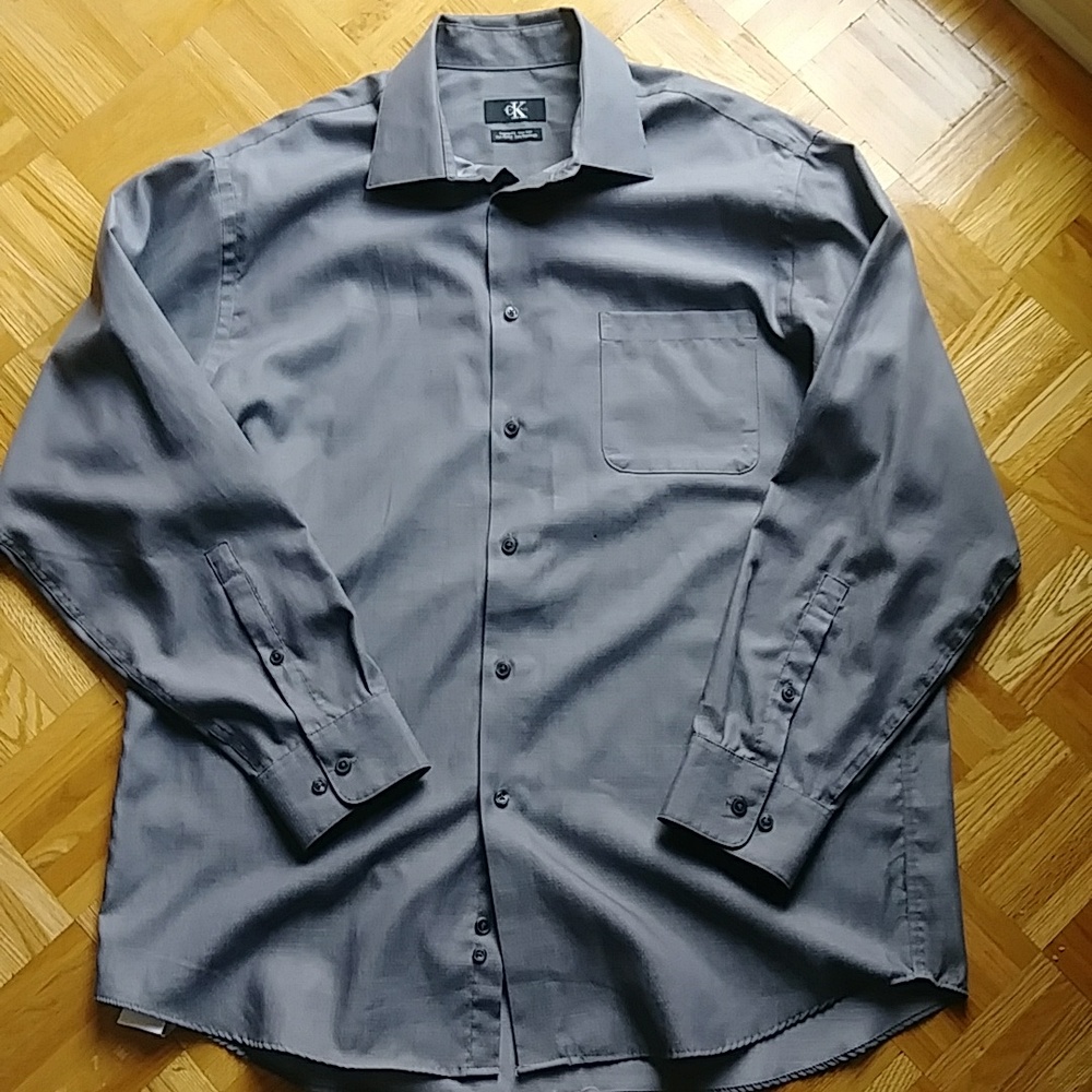 Calvin Klein regular fit no Iron button down shirt gray 16.5 Large